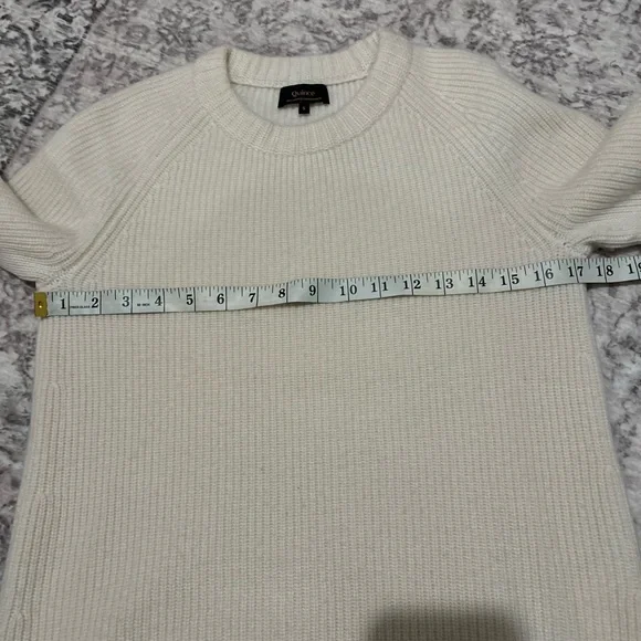 Quince Mongolian Cashmere Fisherman Crewneck Sweater Soft Ivory - Picture 9 of 13